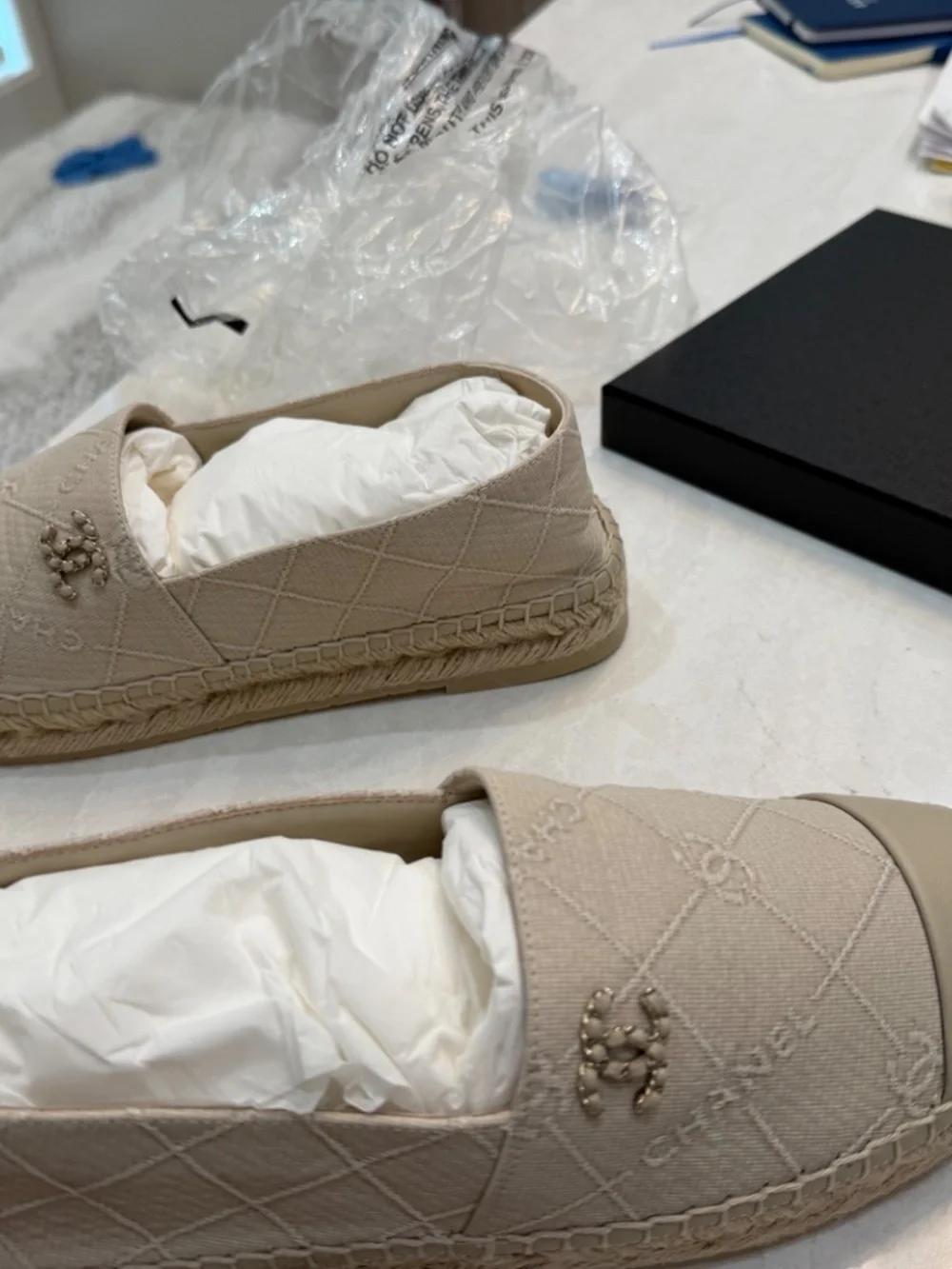 Chanel size 42 beige leather espadrilles